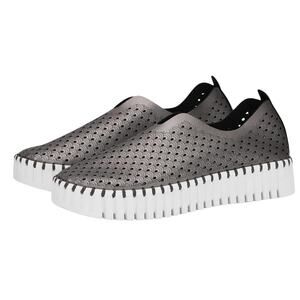 IIse Jacobsen Tulip PU0010 Slip-On Loafer Size US 10 EU 40 Grey Metallic GUC